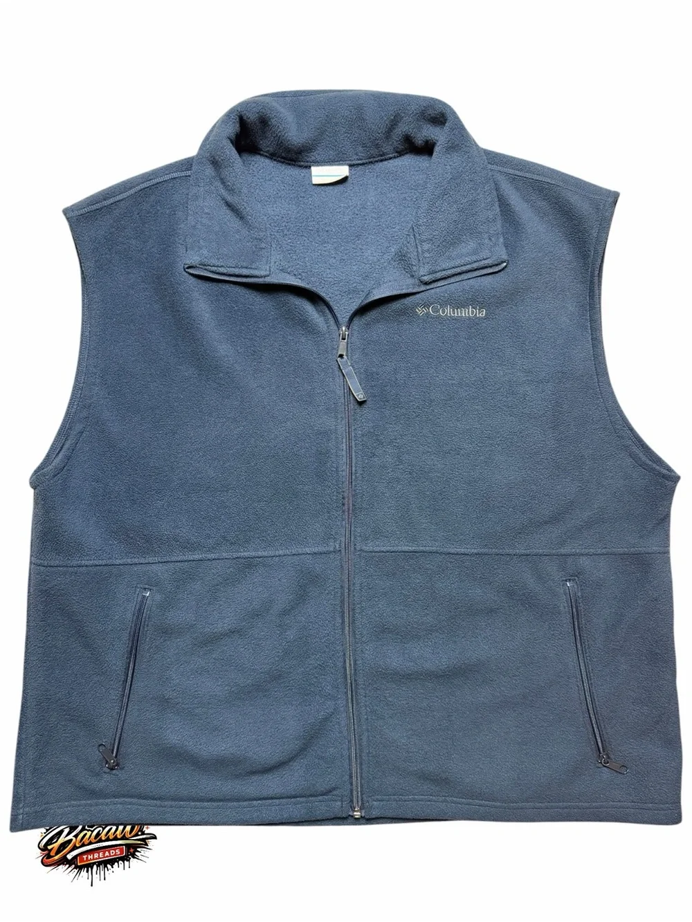 Columbia Vest Mens XXL Blue Fleece Full Zip Pockets Sweater Outdoors Hiking